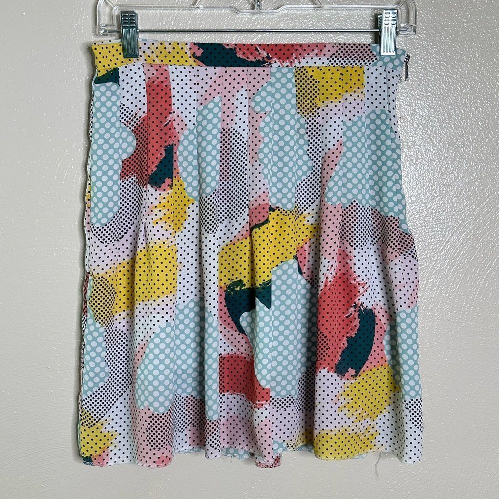 1. State Polka Dot Pastel Abstract Pleated Mini Skirt Size XSmall